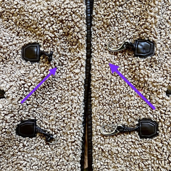 Avec Les Filles Faux Fur Toggle Coat Sherpa Shearling Brown - Picture 13 of 16